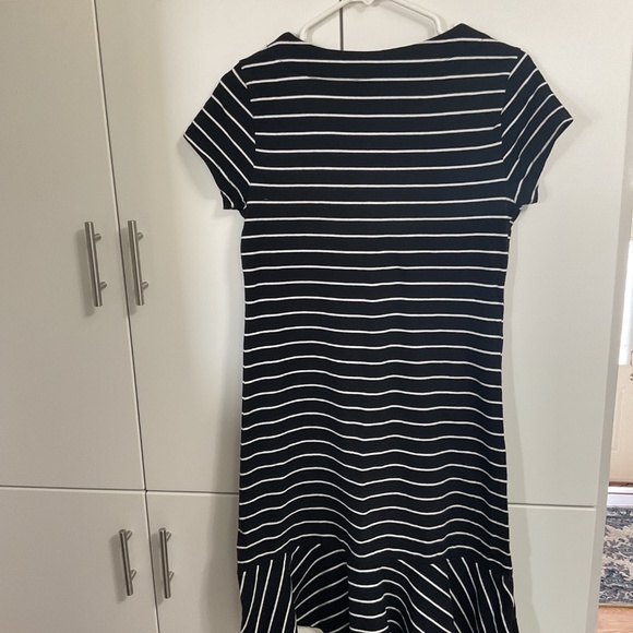 Chaps Black Stripes Flounce Hem Dress US S - Picture 5 of 5